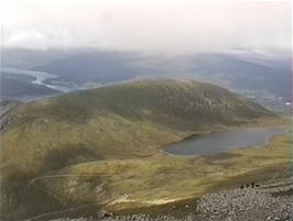 View back to the "Halfway Lake" from the second hairpin, 2.7 miles from the hostel, 841m above sea level